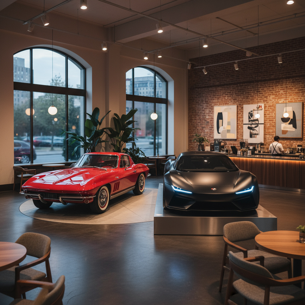 Indoor-Fahrzeugdisplay im Café